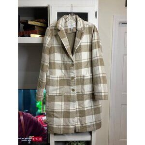 Rachel Zoe Plaid Wool Peacoat – Chic & Unworn | Size L, Classic Statement Layer